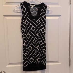 Black and White Geometric Pattern Sleeveless Dress